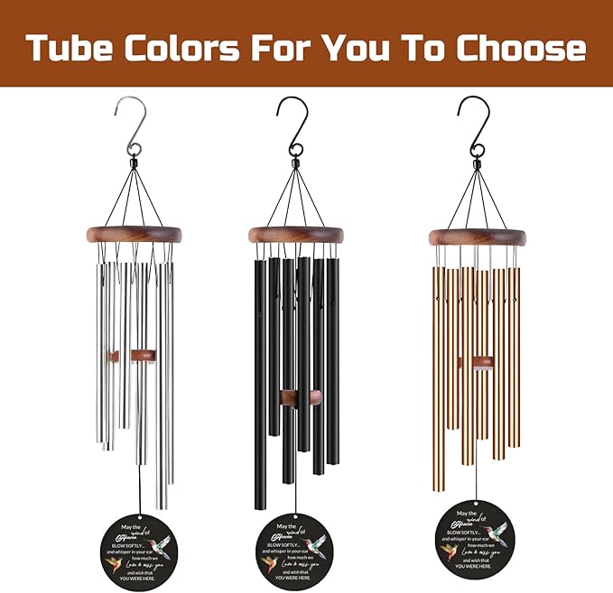 Personalized Memorial Wind Chimes for Loss of Loved One Custom Sympathy Wind Chime Deep Tone with Photo Text Engraved Outdoor Bereavement Condolence Remembrance Funeral Gifts Mom Dad Dog Pet