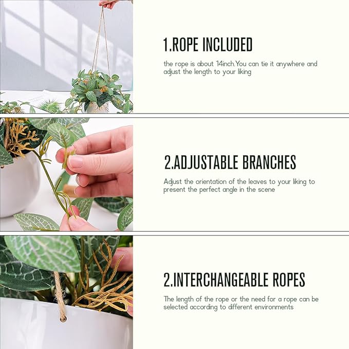 Fake Hanging Plant with Pot Small Artificial Hanging Potted Plants Indoor Decor Faux Greenery Hanging Vines for Wall Home Office Bathroom Kitchen Farmhouse Decoration