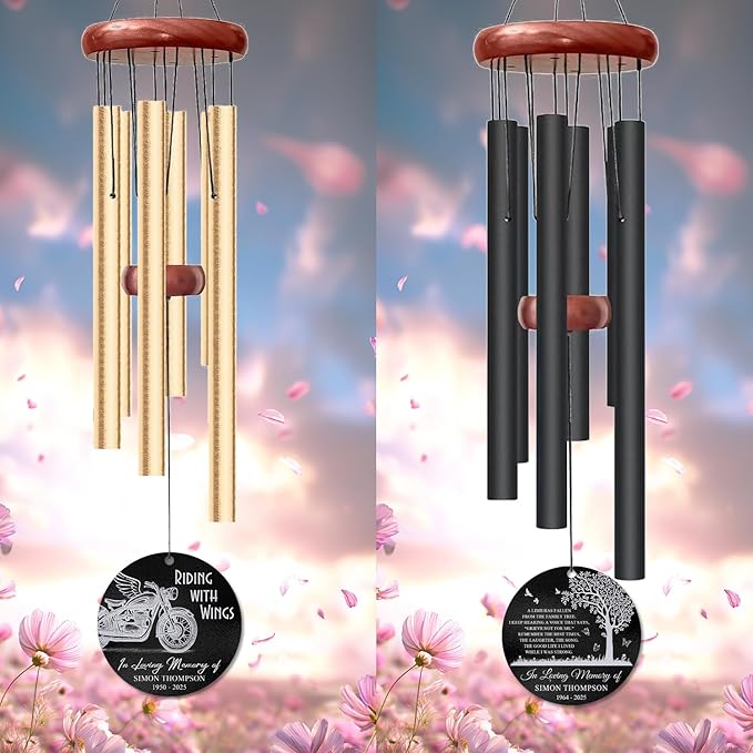 Personalized Family Tree Memorial Wind Chimes for Outdoors – Custom Name & Years Remembrance Gift – Memory Chimes – Sympathy Gifts for Loss & Loved One Passed Away Gifts – Outdoor Tribute Décor