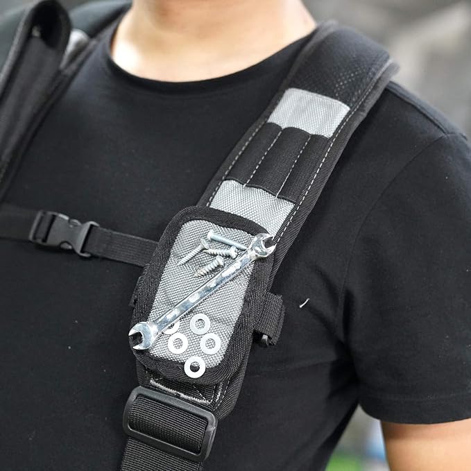MELOTOUGH Magnetic Tool Belt Suspenders with Magnetic WristBand for Work Belt Padded Suspenders Constrcution