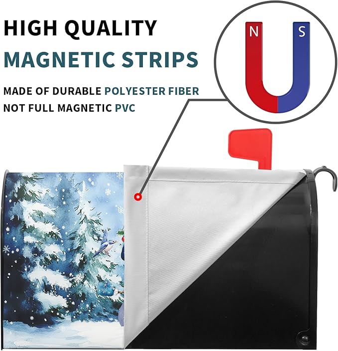 Blue Winter Magnetic Mailbox Cover Snowman Mailbox Cover Magnetic Standard Size 21 X 25.5 Inch Christmas Tree Mailbox Post Cover Mailbox Wraps Mailbox Decor for Home Garden Outdoor Yard