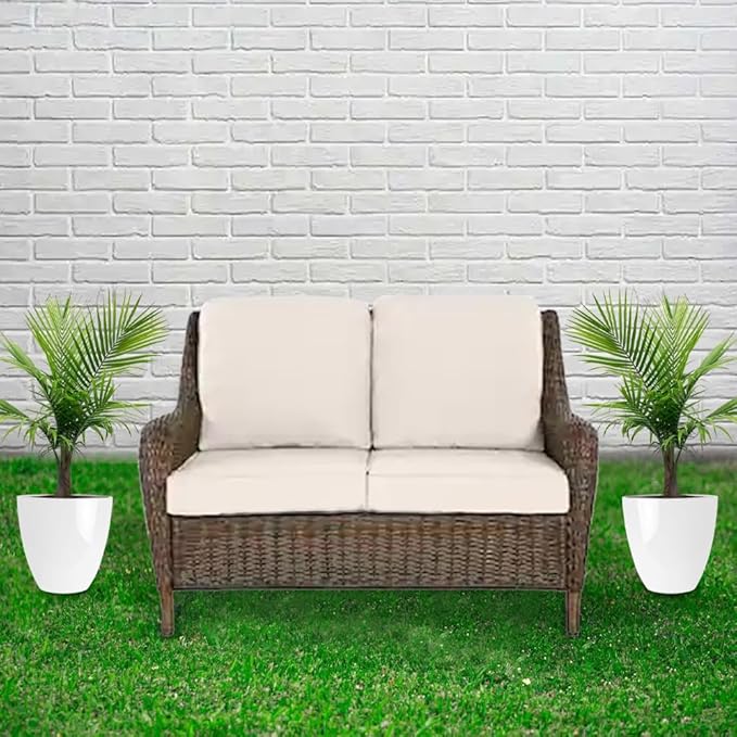 RUBBER BOND Plastic Plant Pots 2 Pack - Modern Indoor/Outdoor Planters for Home Decor - Weather-Resistant Large Flower Pots - Lightweight 12 Inches Tall Planters
