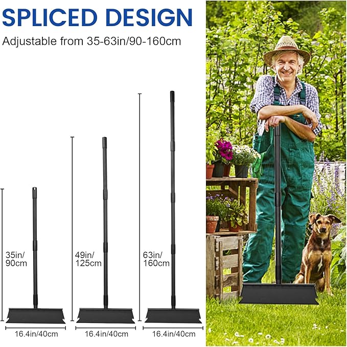 Larger Garden Cleaning Shovel, Floor Scraper, Ice Scraper, 63 Inch Adjustable Heavy Duty Snow Scraper Long Handle, Garden Flat Shovel for Lawn Edging Weeding Digging Snow Removal and Ice Scraping