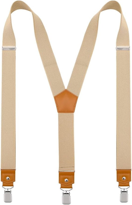 Suspenders for Men Y Back Adjustable Elastic with Strong Clips 47 Inches