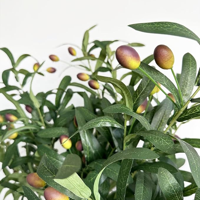 MeDecor Artificial Plants 2Pcs Greenery Stems, 39" Tall Faux Olive Plant Spring Summer Twig Branches Fake Green Plants Stem for Vase Home Party Wedding Garden Office Decorations