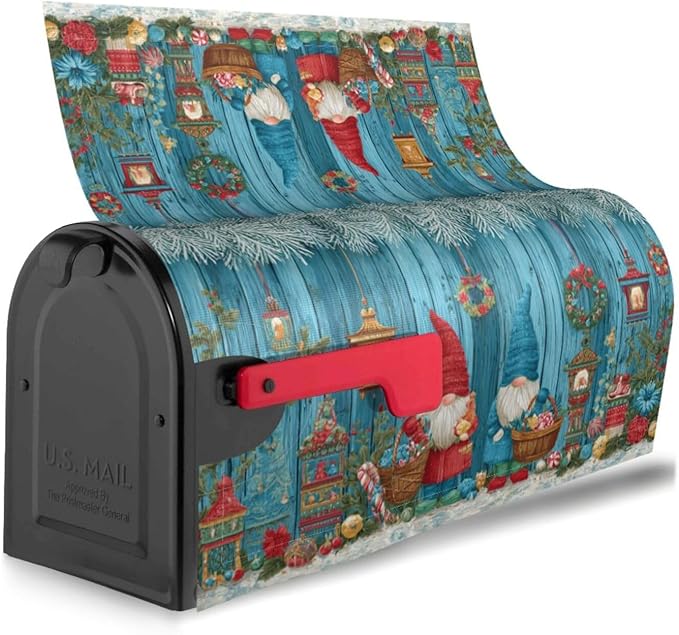 Christmas Gnomes Mailbox Covers Magnetic Letterbox Covers 21x18 Inch for Garden Outdoor Decoration