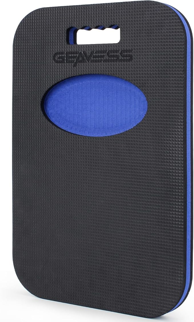 1.1" Extra Thick Kneeling Pad Mechanic Mat with Handle & Tool Compartment, Soft Foam Knee Cushion for Gardening, Garage Work, Workshop Repairing, Yardwork (18.7" x 12.4", Black & Blue)