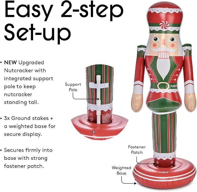 FUNBOY Peppermint Inflatable Nutcracker – 3.5ft Tall Indoor/Outdoor Holiday Decoration – Christmas Yard & Porch Decor