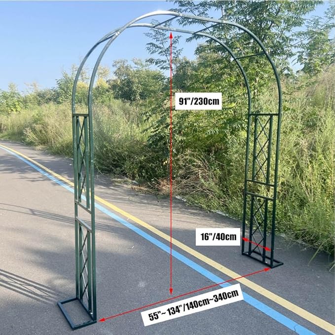 Garden Arbor, Metal Wedding Arch for Ceremony Party, Garden Trellis for Climbing Plants Outdoor, Wide 55" 71" 87" 103" 118" 134" Garden Arch Stand for Garden, Backyard, Lawn(Brown,71" x 91" x 16")