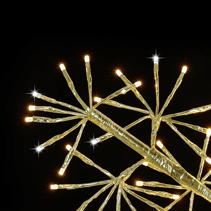 Hanging Christmas Snowflake Lights, 30’’ Large Golden Snowflake with 240 Warm White LEDs Twinkle for Indoor Outdoor Decorations