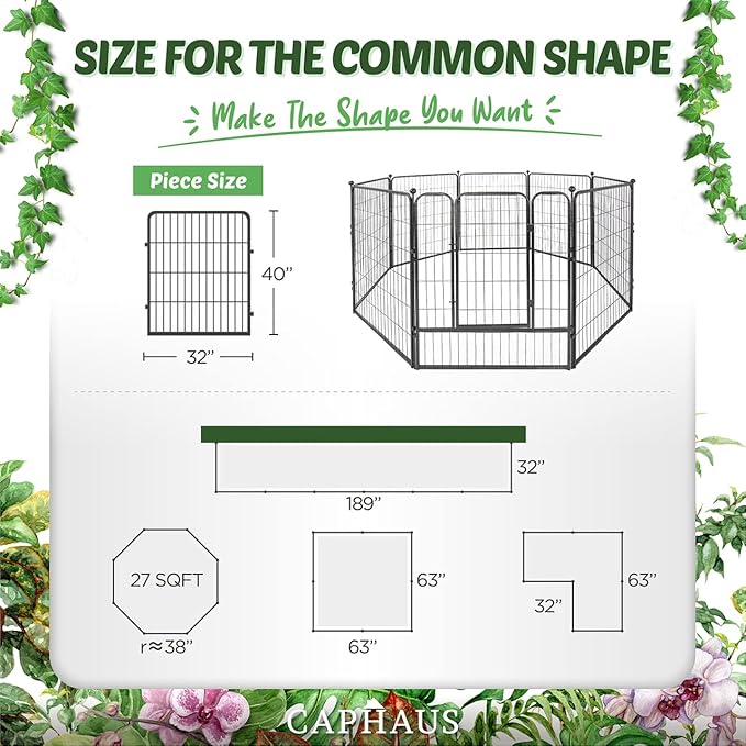 CAPHAUS Decorative Garden Fence, 40 Inch x 21 FT Heavy Duty Iron Fencing Landscape Patio Flower Bed Animal Barrier Border Edging Section, Panel Decor, Folding Wire Fence for Yard for Dog Outdoor