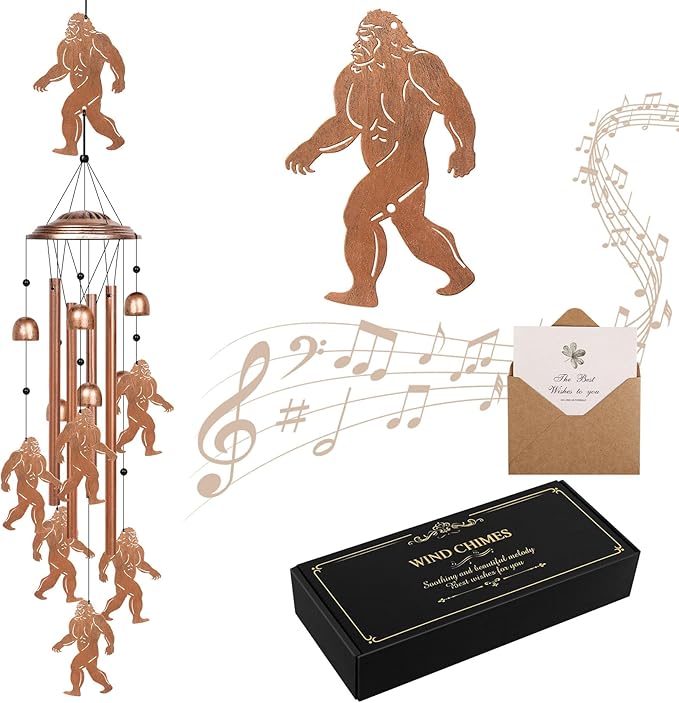 YHmall Big Foot Wind Chimes for Outside, 35" Big Foot Gifts for Women Men Mom Dad, Metal Windchimes Outdoors for Patio Yard Home Garden Decorations
