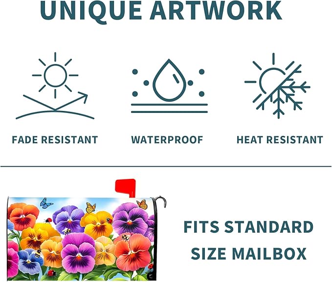 Spring Floral Magnetic Mailbox Cover Flower Mailbox Cover Magnetic Standard Size 18 X 21 Inch Butterfly Mailbox Post Cover Mailbox Wraps Mailbox Decor for Home Garden Outdoor Yard