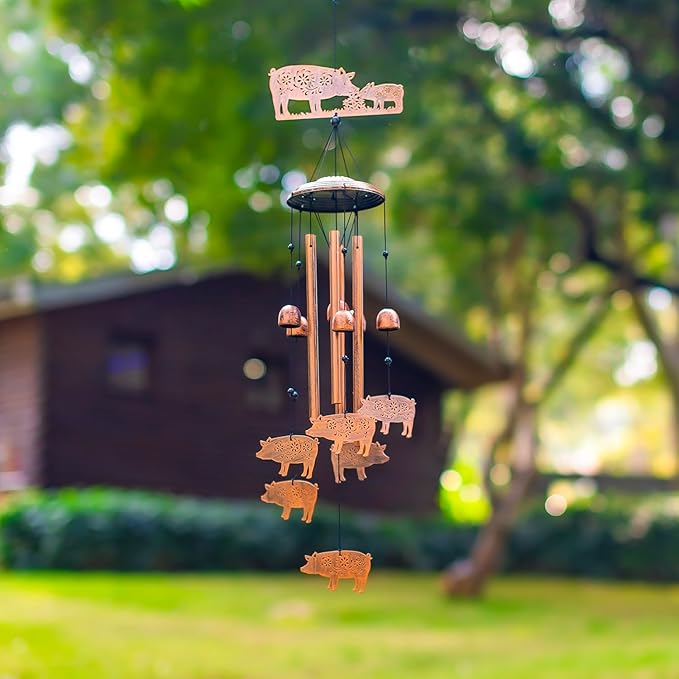 Pig Wind Chimes for Outside,Pig Gifts for Women Men/Memorial Gifts/House Warming/Birthday Metal windchimes Outdoors/Indoors,Garden,Patio Decor,Home,Porch,Yard Decorations