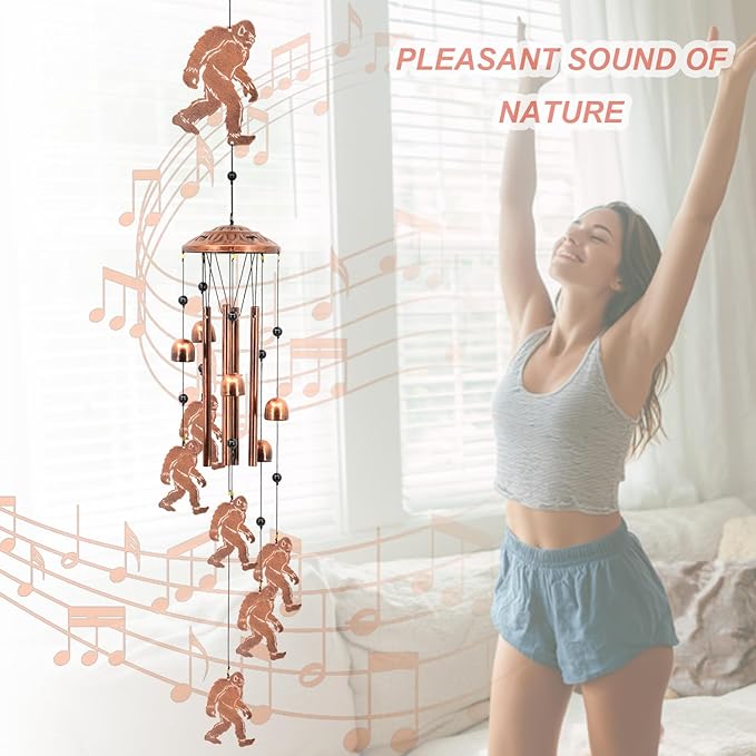 Big Foot Wind Chimes for Outside,Big Foot Sasquatch Memorial Gifts for Men/Women/Dad/Grandpa, Yard Outdoor Decor, Home Lawn Patio Garden Decoration (Big Foot)