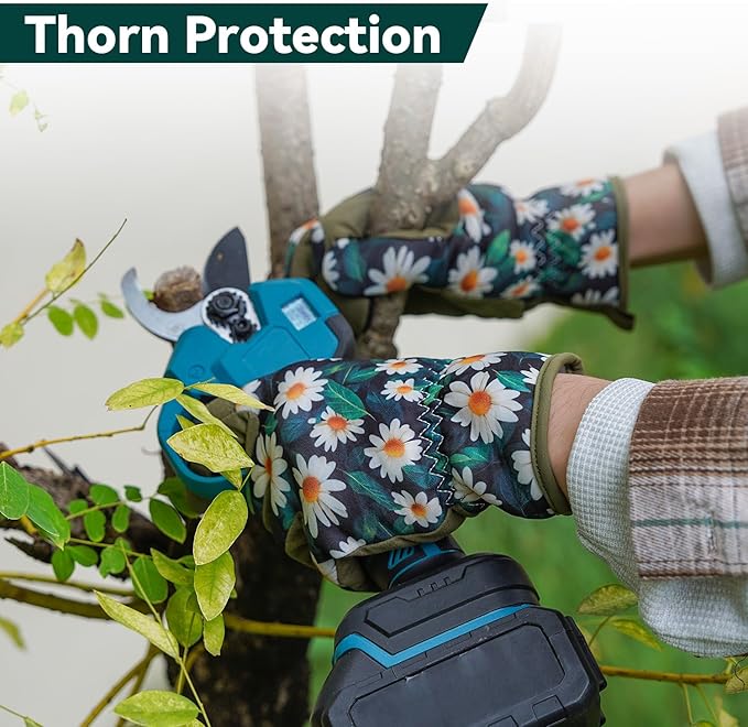 Gardening Gloves for Women, Printed Touchscreen Garden Gloves with Grip, Thorn-Proof Puncture-Resistant Work Gloves