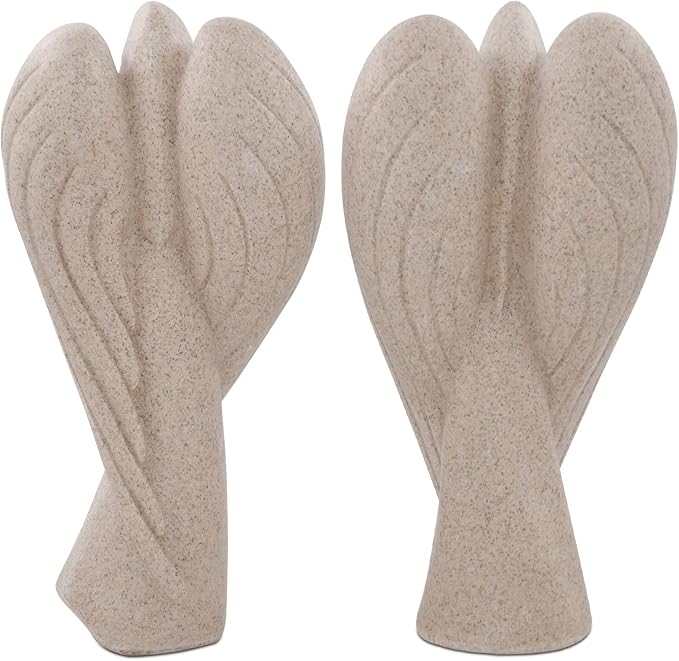 SIMON'S SHOP Angel Statues 9'' Tall, Garden Praying Angel Figurines, Indoor Angels Sculptures for Entryway Table Mantel Bookshelf Decor, Sympathy Remembrance Gifts - 2 Pack