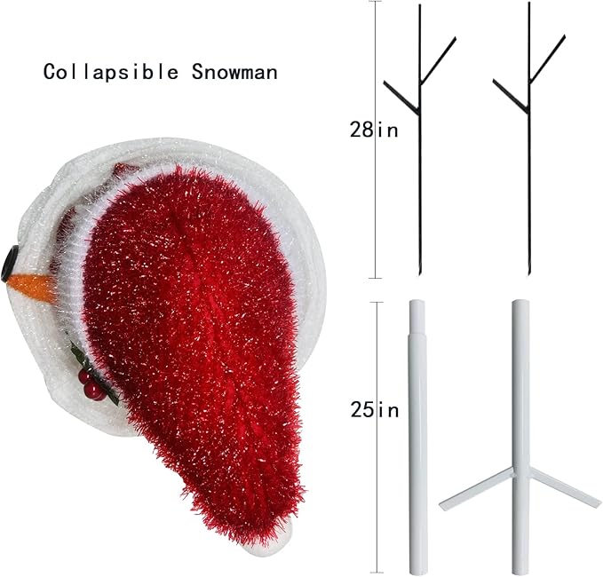 SANKUU Lighted Christmas Snowman Decoration, 22IN Collapsible With 30 Lights, Plug-in Power, Pre-Lit for Indoor Outdoor Yard Holiday Decor