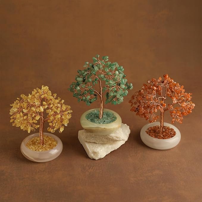 Citrine Crystal Bonsai Tree, Office Desk Home Living Room Decor, Lucky Money Fengshui Tree Plant, Birthday Good Luck Gifts for Women, Mom