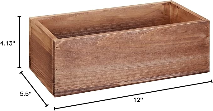 12” Wood Pallet Bin by Make Market - Rustic Crate Boxes for Storage, Decorative Display, Arts & Crafts, Made of 100% Wood - Bulk 4 Pack