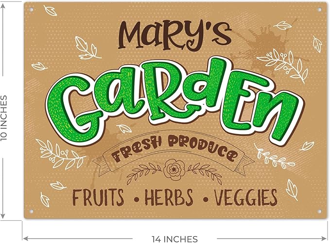 Custom Garden Signs, Personalized Sign for Garden, for Mother's Day, Mom, Christmas Gift Or Girlfriend Sign, 10x14 Inches, Rust Free .040 Aluminum, Fade Resistant, Made in USA by Sigo Signs