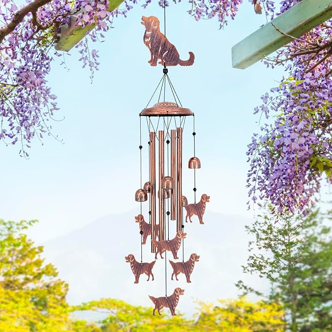 Golden Retriever Dog Wind Chimes for Outside,Dog Gifts for Women Men/Memorial Gift/Sympathy Gift/Birthday Gifts Metal windchimes Outdoors/Indoors,Garden Decor,Patio,Home,Porch,Yard Decorations