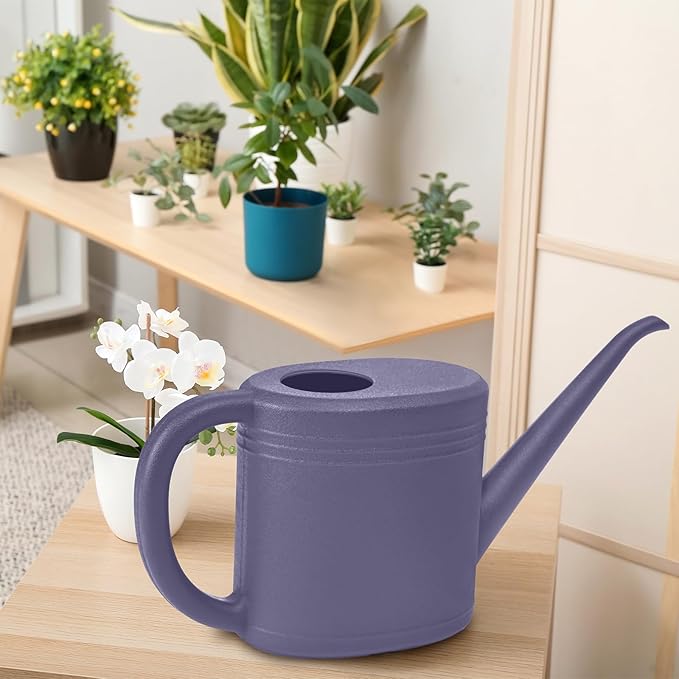 Plastic Watering Can for Plant Garden - with Long Stem - 1/4 Gallon - Purple