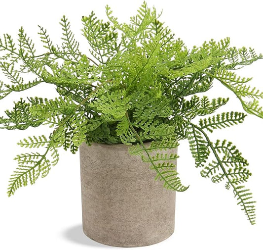Hollyone Small Fake Plant Potted Plants Artificial Decor Silk Ferns Plant Faux Plants in Pots for Home Living Room Bedroom Desk Bathroom Window Shelf Farmhouse Decoration