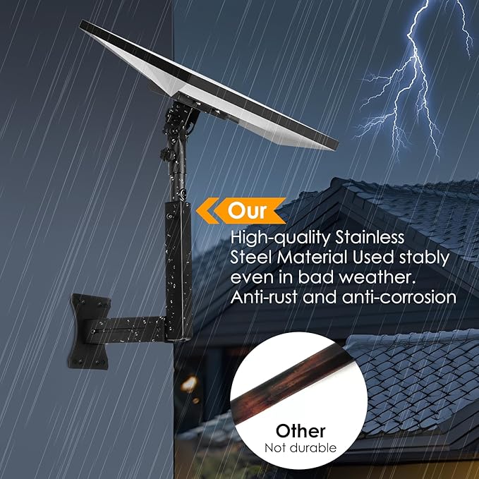 Starlink Mount, Adjustable Starlink Wall Mount Gen 3 with Telescoping Support Arm, Stainless Steel, Rustproof, Weatherproof for Concrete Walls and Wood Walls, Easy Installation Black