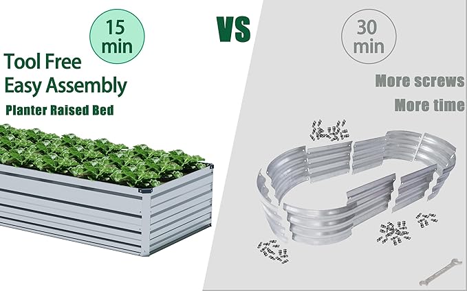 MGNO 2pcs 8x4x1FT Galvanized Raised Garden Bed-Outdoor Planter Box for Vegetables-Metal Garden Bed,Rectangle Planting Box for Herb,Flower