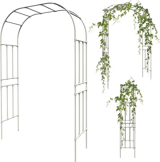 Olle Arbor Trellis for Climbing Plants - Outdoor Metal Arch, 95" High x 59" Wide, White