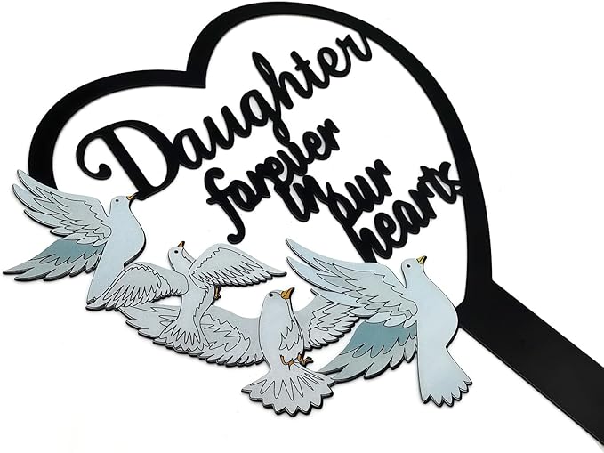 HPMAISON 11 inch Metal Daughter Memorial Stake Grave Decorations for Cemetery Gravesite Sympathy Markers Waterproof Memorial Gifts for Loss of Daughter Tombstones Plaque Outdoors Lawn Yard Decor