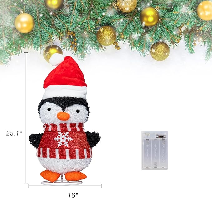 Christmas Penguin Lighted Outdoor Dexoration, Outdoor Lighted Decoration Penguin Xmas Warm Lights Outside Table Lamps Decor, Plug in Outdoor Holiday Decorations for Home, Yard, Garden