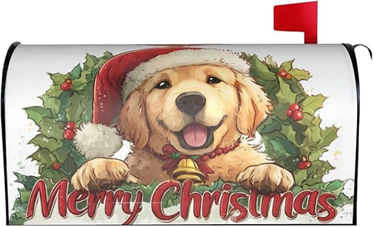 Christmas Dog Mailbox Covers Magnetic Letterbox Covers 21x18 Inch for Garden Outdoor Decoration
