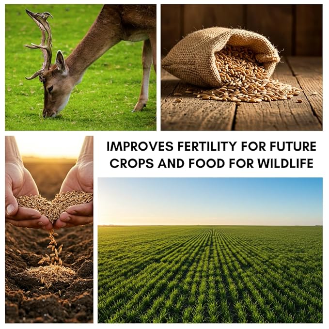 22 lbs Open-Pollinated Rye Seeds – Non-GMO, Premium Cover Crop, Forage, Food Plot, Soil Builder, Erosion Control, Deer & Wildlife Friendly, Fast-Growing and Hardy