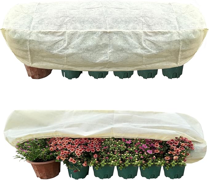 Plant Cover Freeze Protection, Winter Plant Covers, Plant Frost Cover, Tree Plant Freeze Protection Covers, Planter Plant Winter Frost Blanket with Zip Drawstring,2 Pack (39.3x17.7x15.7INCH)