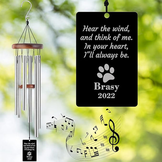 Pet Memorial Wind Chimes Engraved Personalized Wind Chimes for Loss of Loved Dog,Sympathy Wind Chimes for Outside,Bereavement/Remembrancegifts for Loss of Dog