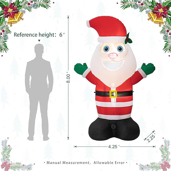 eUty 8ft Christmas Inflatable Outdoor Decoration Lighted Musical Santa Decor Waterproof Christmas Blow Up Yard Decorations for Xmas Holiday Party Yard Garden Lawn Decor
