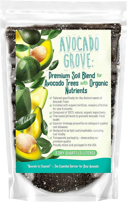 Avocado Tree Soil – Premium Organic Potting Mix for Avocado Trees | Tailored pH & Organic Nutrients | Fast-Draining & Moisture-Retaining | Indoor & Outdoor Use (1 Quart)
