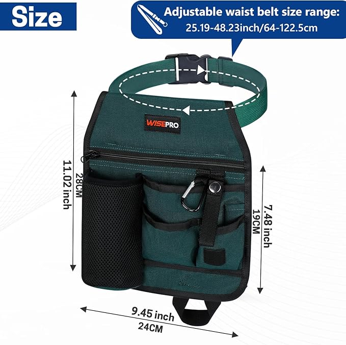 Garden Tool Belt, 6 Pocket Gardening Tool Waist Pouch with Adjustable Waist Strap, Gardening Belt Apron for Men Women