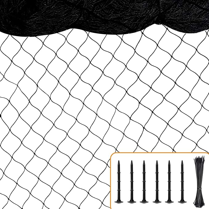 Bird Netting 50'x50' with 1" Square Mesh Bird Net Garden Nettings for Chicken Coop Roof, Poultry Netting Heavy Duty Nylon Net Aviary Nettings Deer Fence Hawk nets for Chicken Run