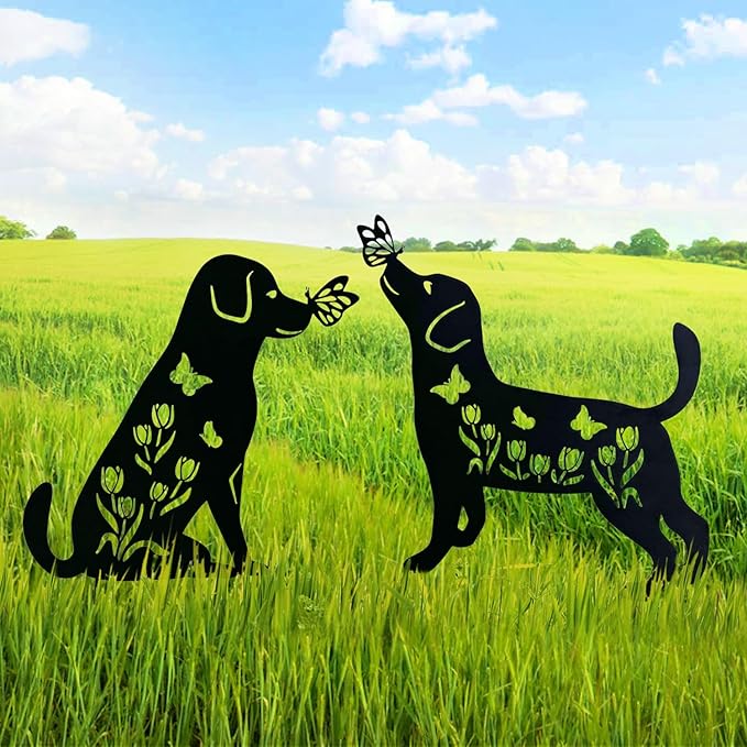 Dog Metal Decorative Garden Stakes Labrador Dog Gifts for Women/Men Animal Silhouette Statues for Yard Art, Outside, Patio, Outdoor Decor, Garden Decorations, Lawn Ornaments