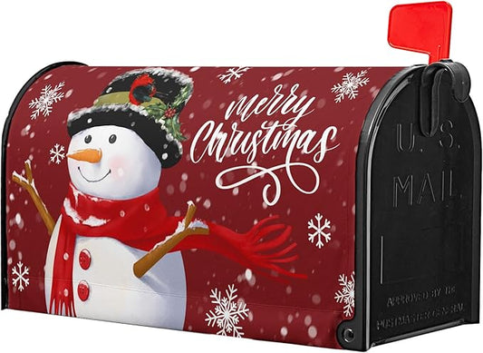 Christmas Snowman Mailbox Cover Winter Red Santa Claus Large Size Mailbox Covers Merry Christma Magnetic Mail Box Wrap Cardinal Bird Dust-Proof Postbox Covers Oversized 25.5 X 21 Inch