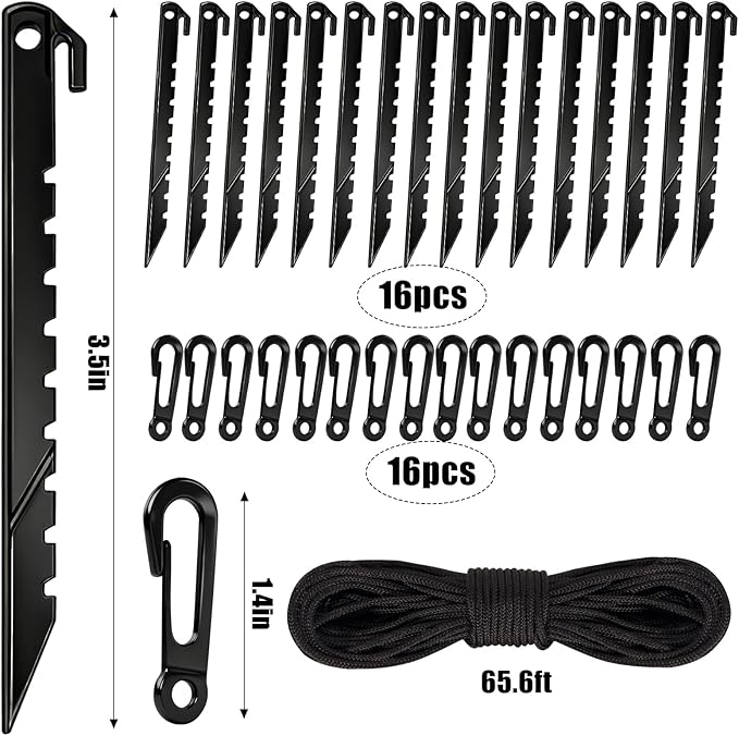 33Pcs Inflatable Stakes and Tether, Heavy Duty Plastic Tent Stakes with Hooks for Inflatables Spikes Replacement Halloween Christmas Holiday Inflatable Decoration Accessories for Garden Home Lawn