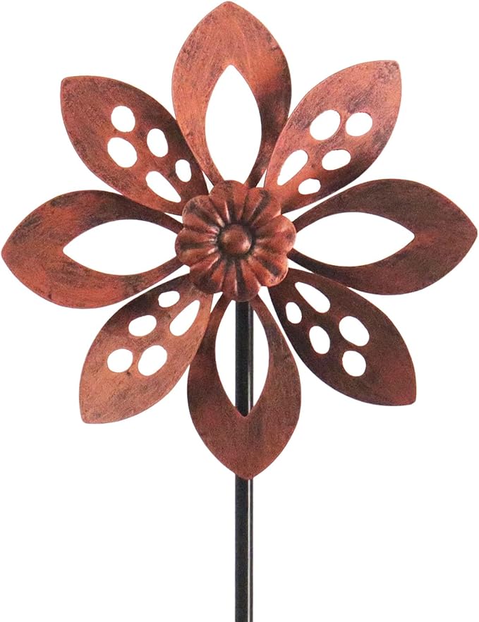 Outdoor Garden Wind Spinner Metal Yard Decorative Petal Kinetic Sculpture Classic Vintage 48x10 Inch