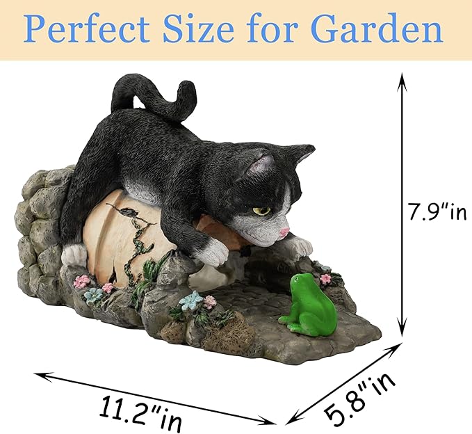 Real Cat Gutter Downspout Extender Statue, Garden Animal Decor Gutter Extension, Splash Block, Eco-Friendly Resin, Outdoor Decor Sculpture, Gutter Diverter Rain Perfect for 3"x4" Downspout