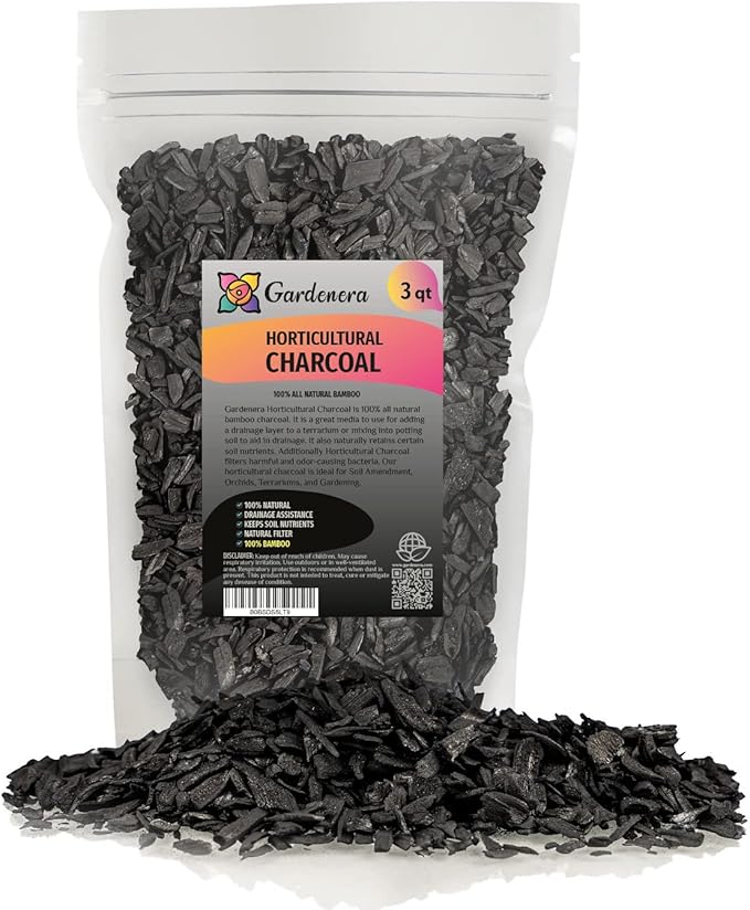 Gardenera - 3 Quart - Premium Horticultural Charcoal for Indoor Plants | Black Diamond Soil Amendment for Orchids, Terrariums, and Gardening