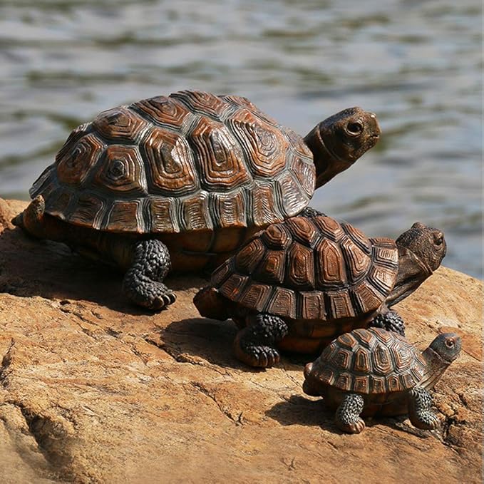 Danmu Polyresin Tortoise Statue - Outdoor Statue, Garden Ornament for Home and Fairy Garden Decor (5.1" x 4.3" x 2.3")