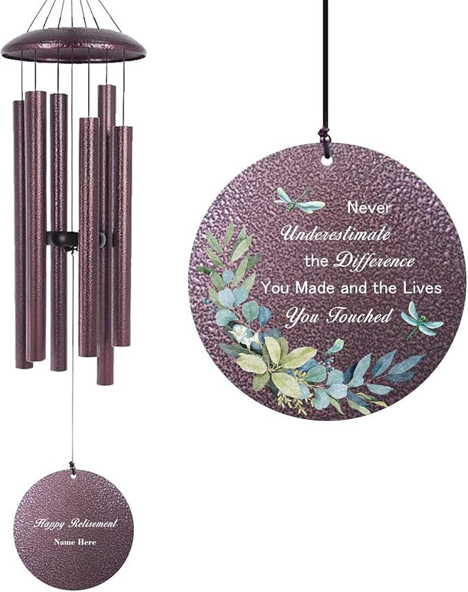 Retirement Wind Chime Personalized, Retirement Gifts, Deep Tone Wind Chimes Happy Retirement Life, Decorative Wind Chimes Outdoor, Product in USA