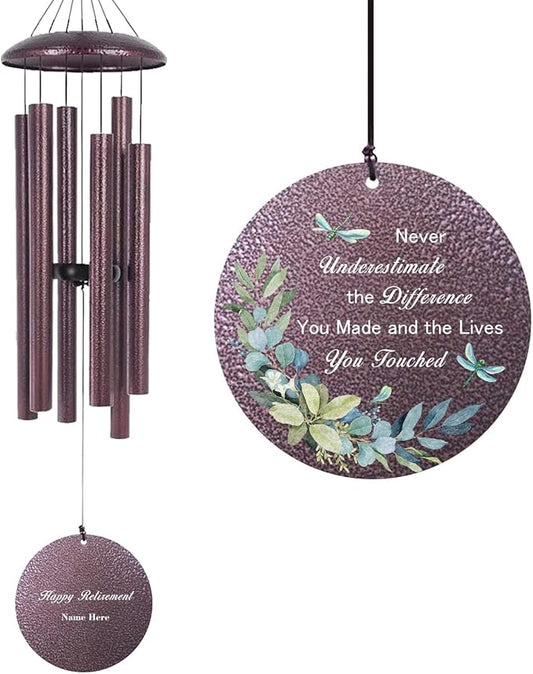 Retirement Wind Chime Personalized, Retirement Gifts, Deep Tone Wind Chimes Happy Retirement Life, Decorative Wind Chimes Outdoor, Product in USA